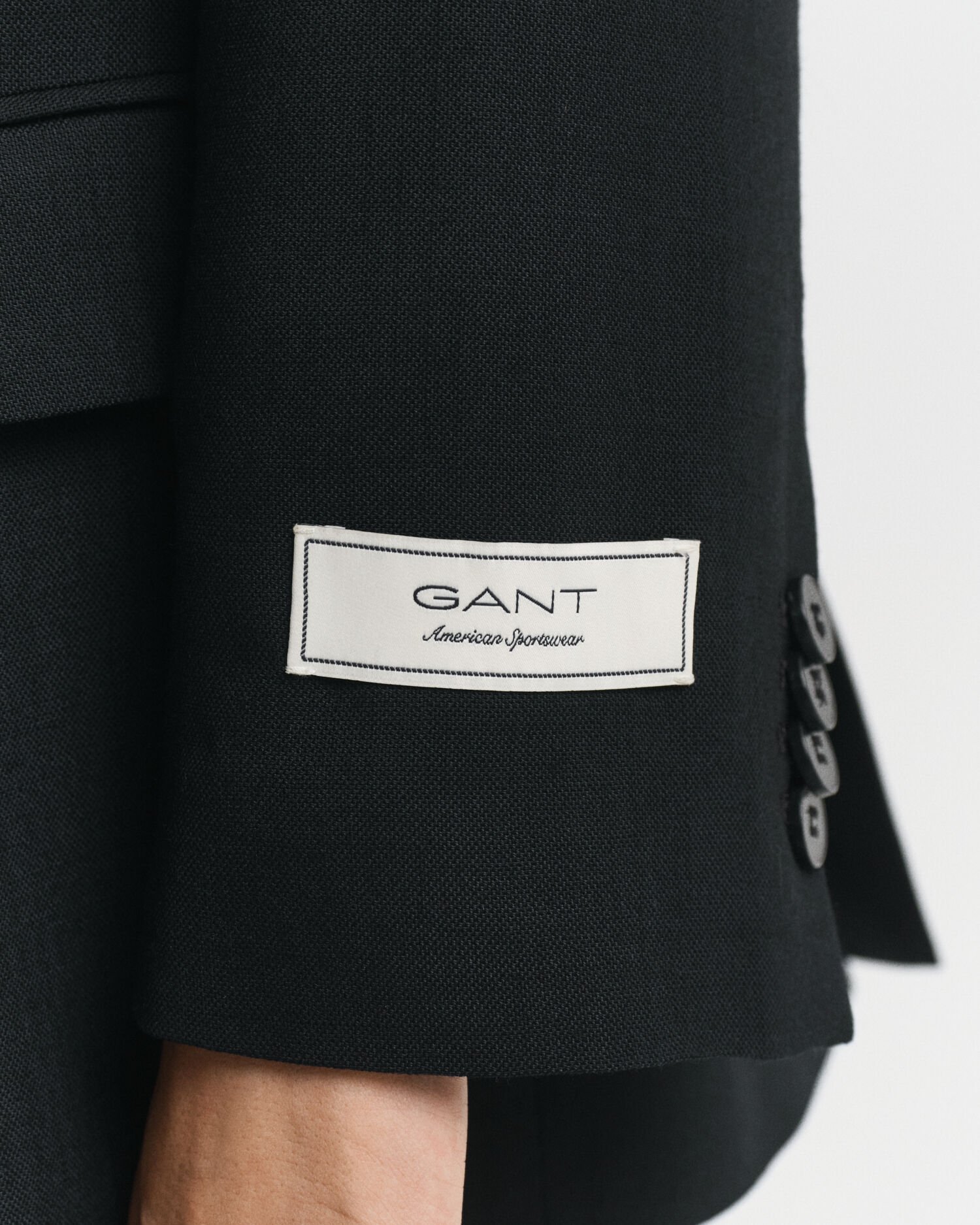 Relaxed Fit Double Breasted Wool Blend Hopsack Blazer