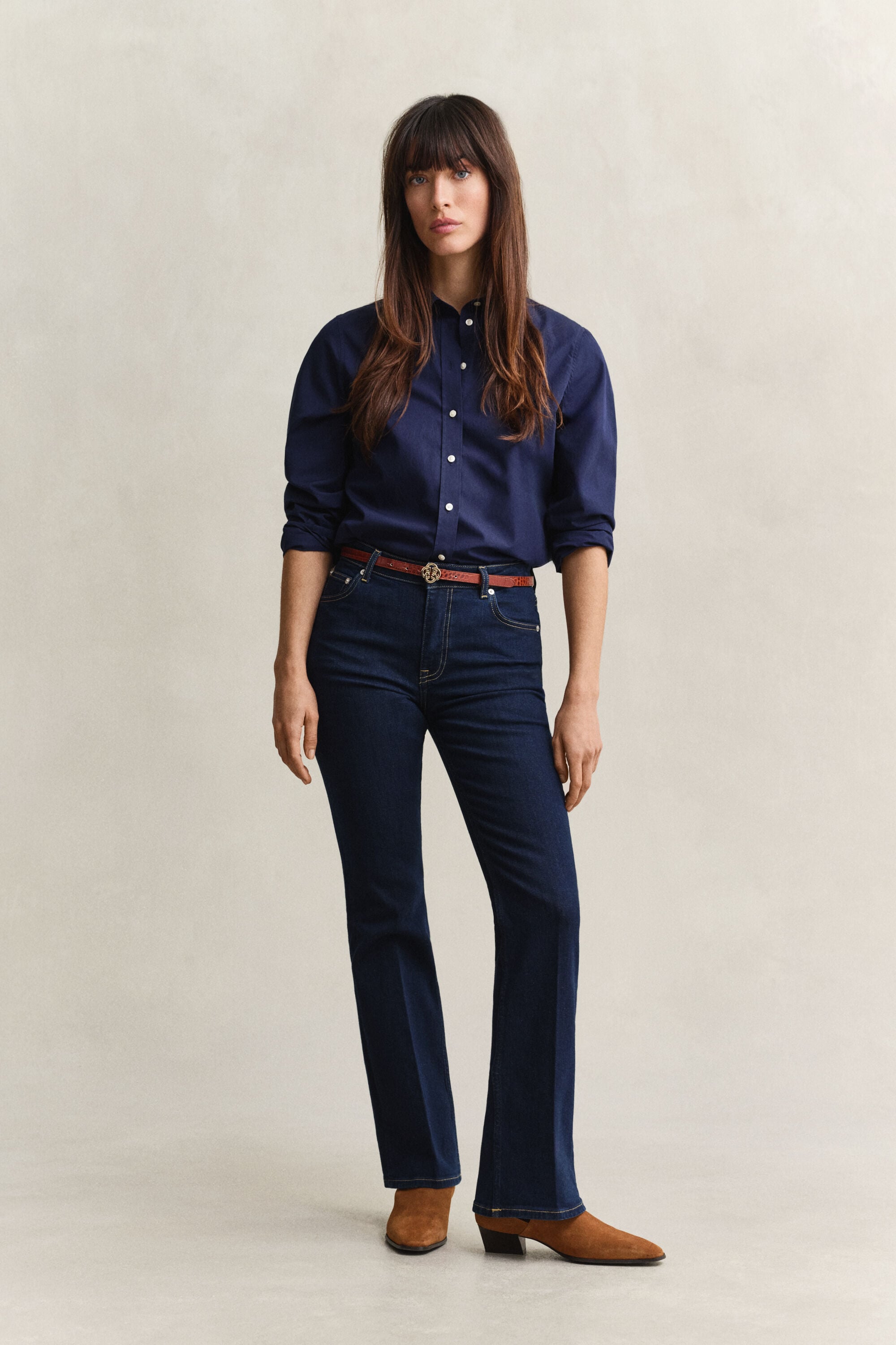Ausgestellte Slim Fit Stretch-Jeans