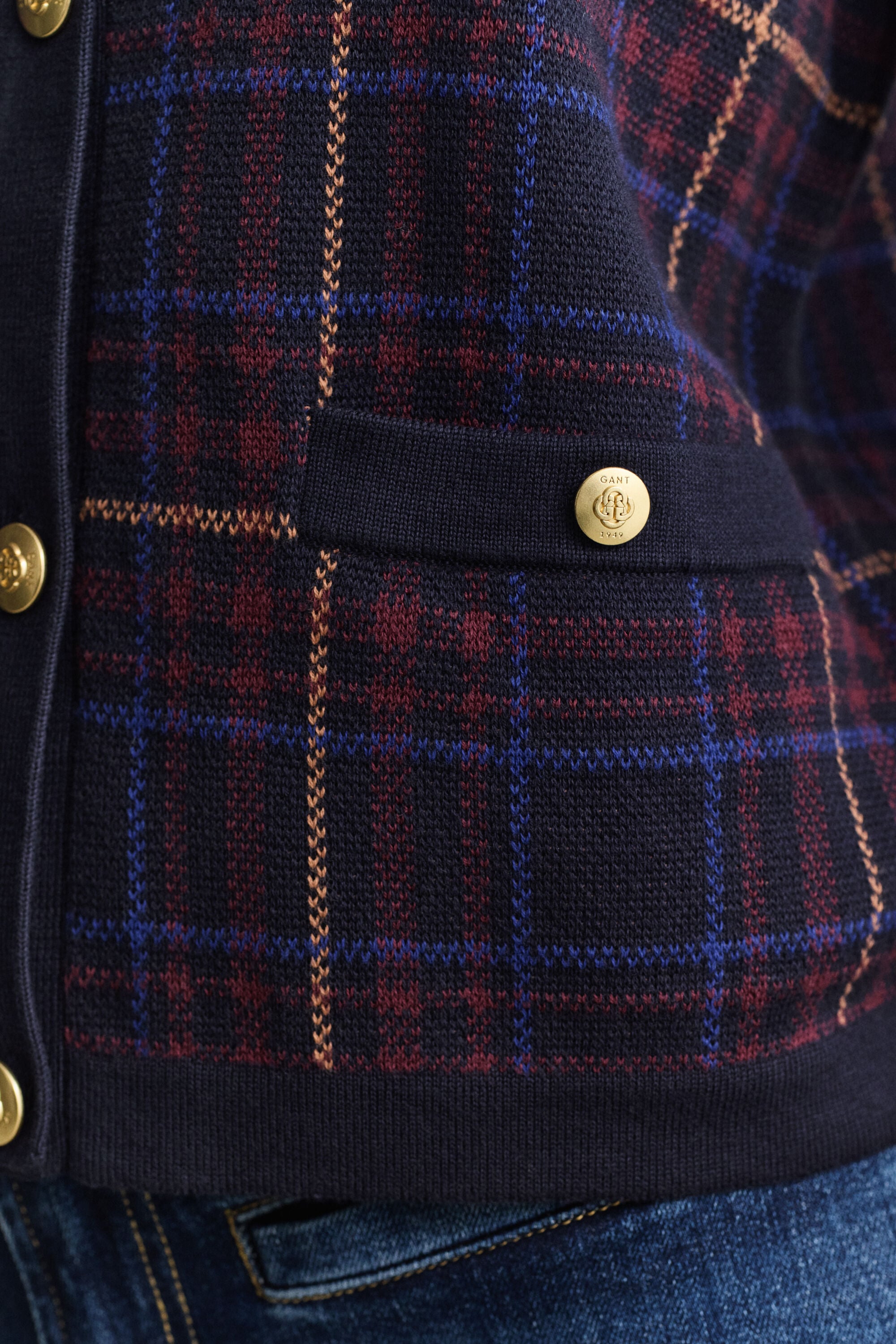 Knitted Check Cardigan