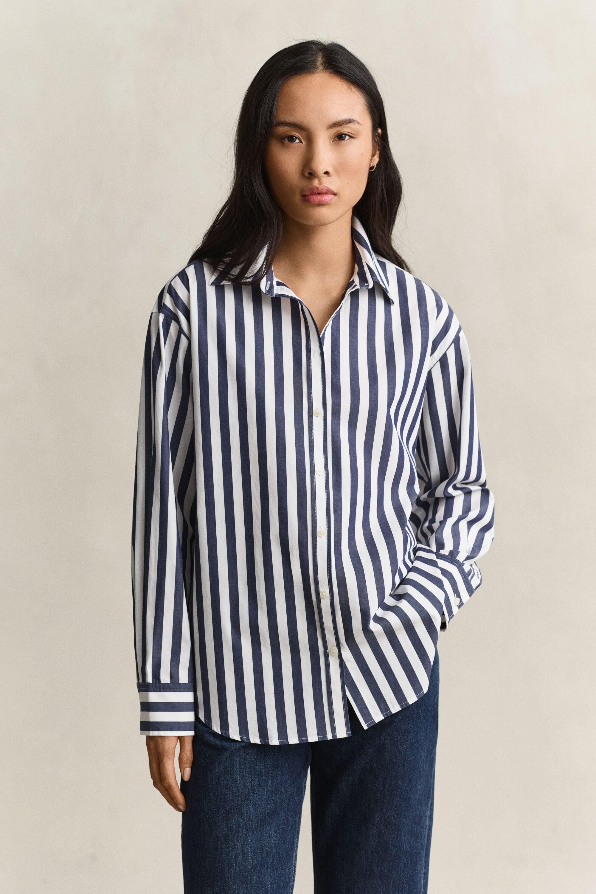 Camicia in popeline a righe relaxed