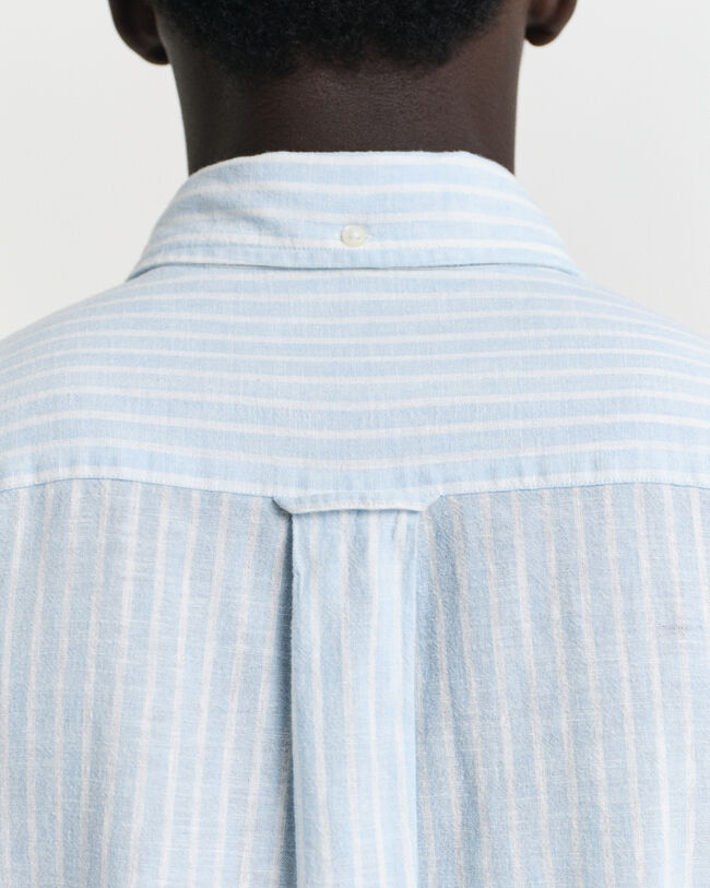 Regular Fit Baumwoll Leinen Hemd mit Streifen