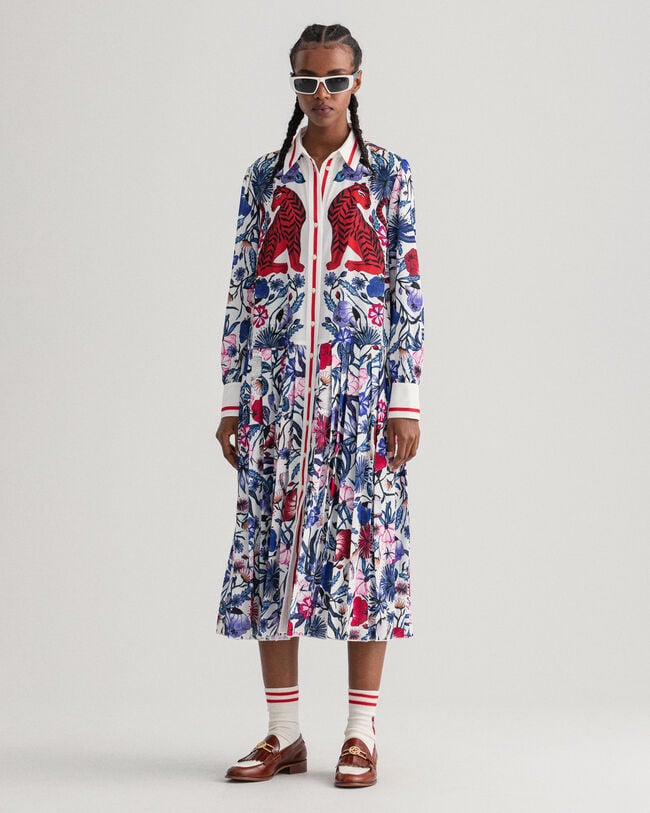 Tiger Flower Kleid mit Falten