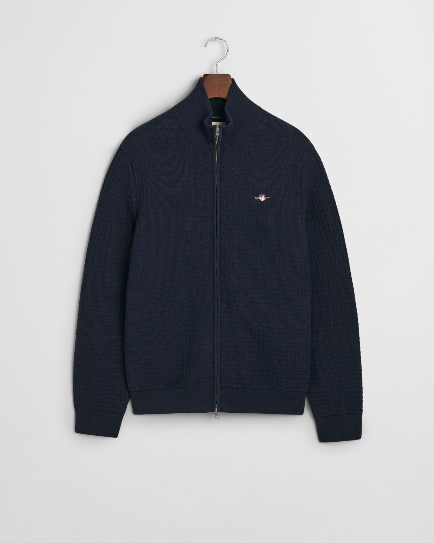 Strickjacke aus strukturierter Baumwolle mit Rei&szlig;verschluss