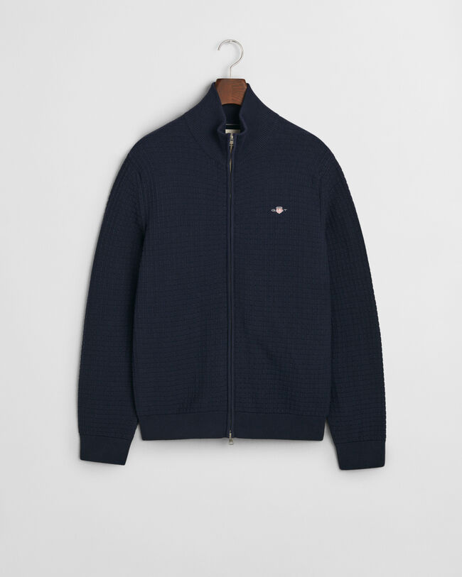 Strickjacke aus strukturierter Baumwolle mit Rei&szlig;verschluss