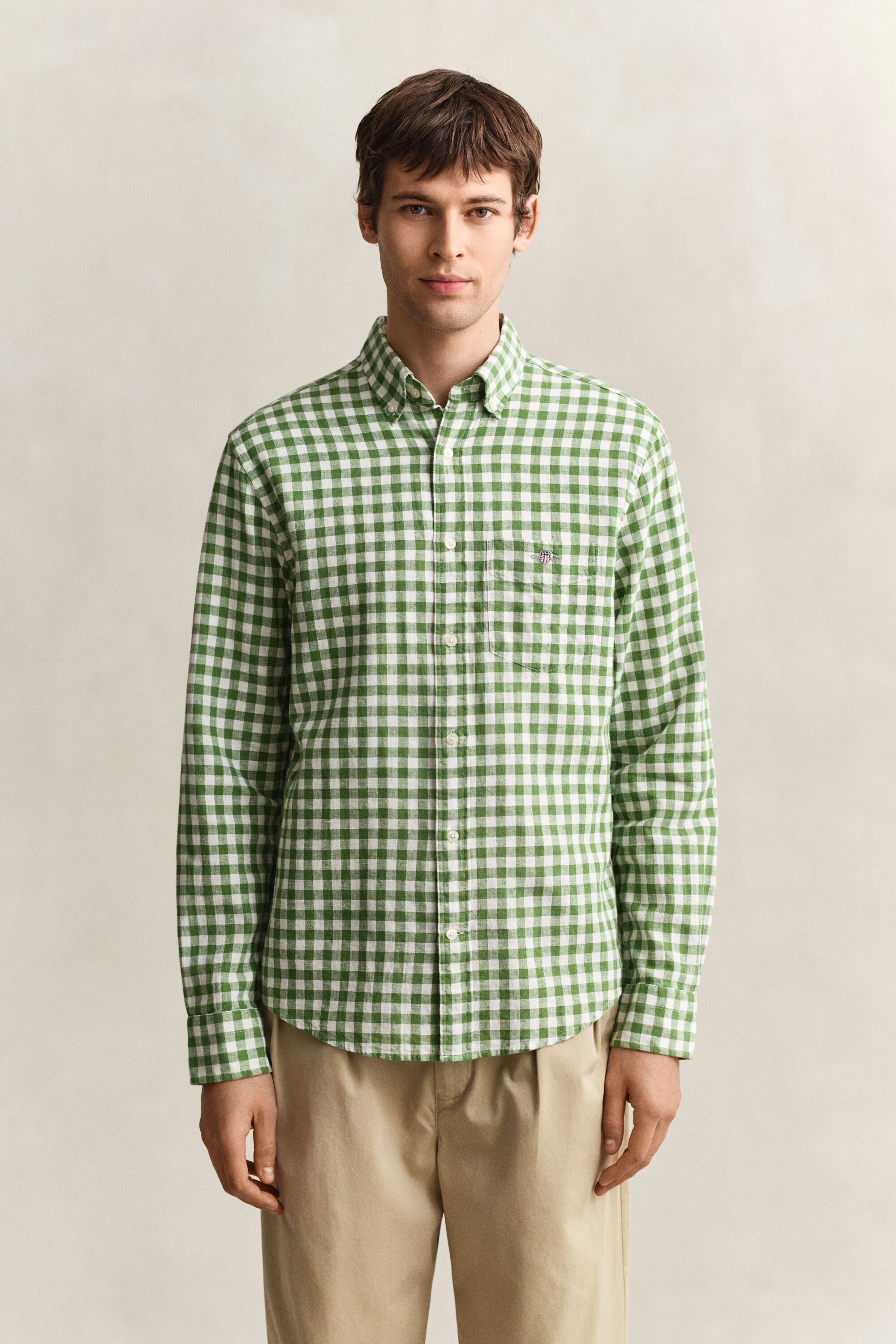 Gingham Hemd aus Leinenmix