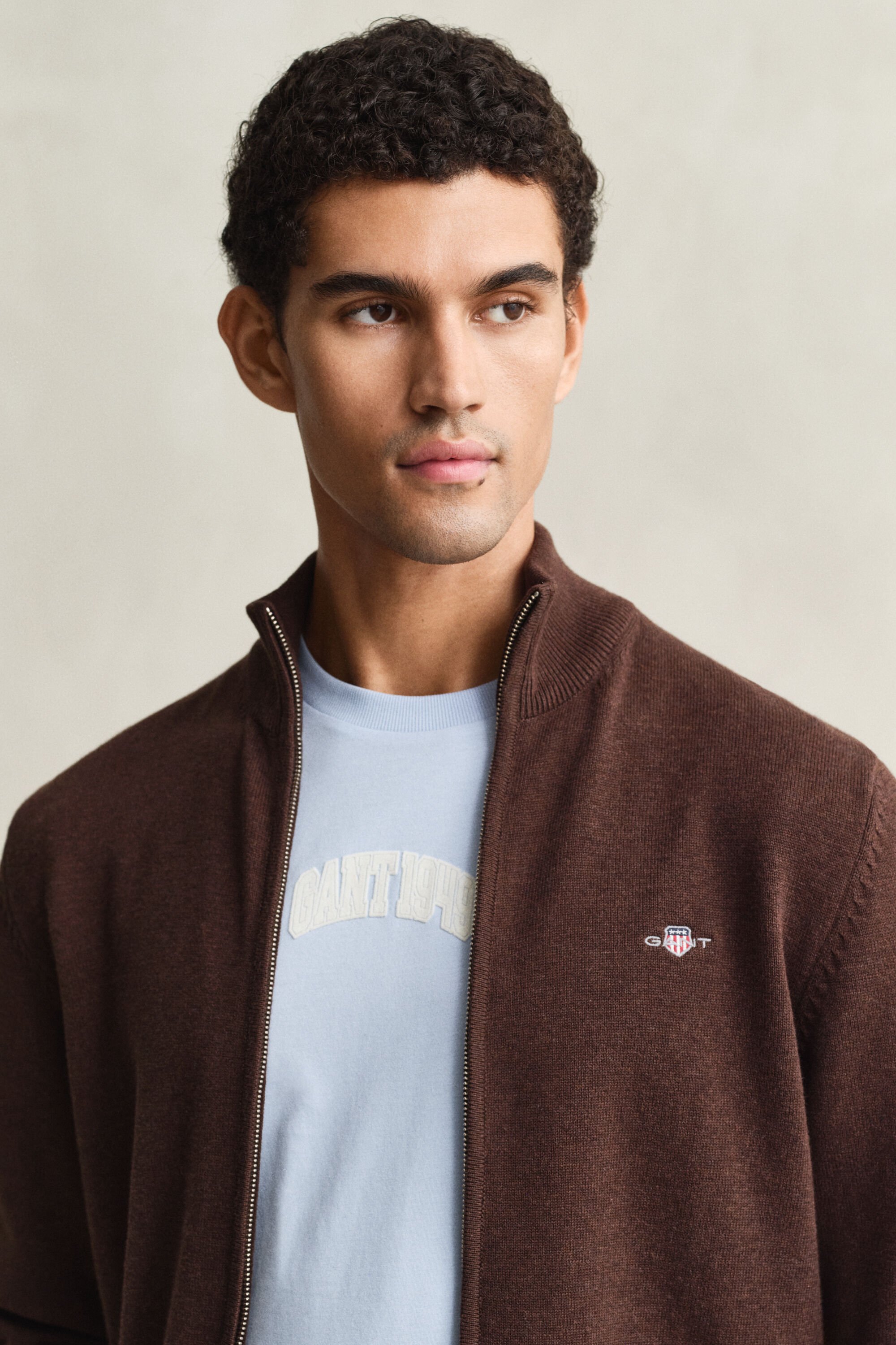 Cardigan in cotone casual con zip