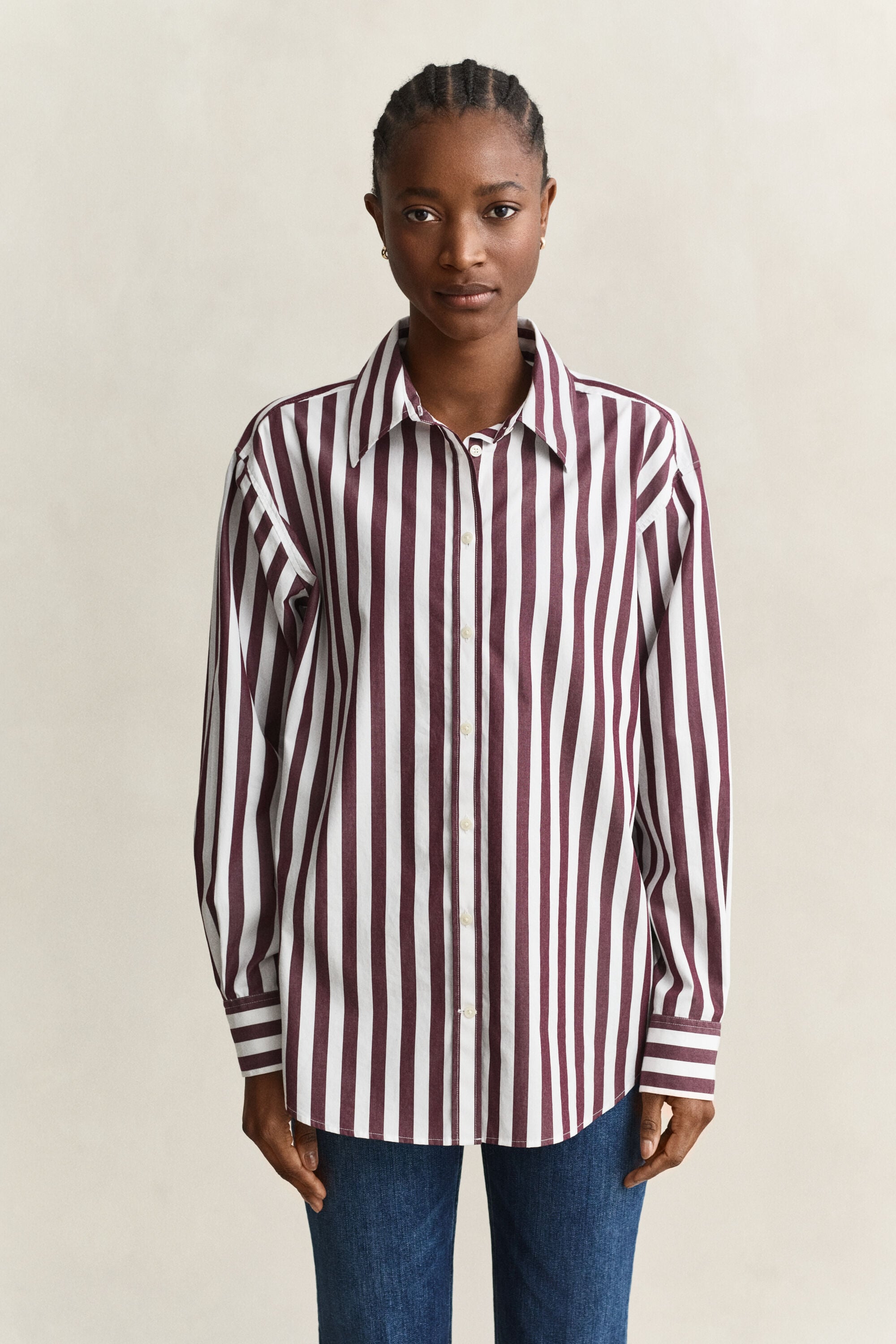 Camicia in popeline a righe relaxed