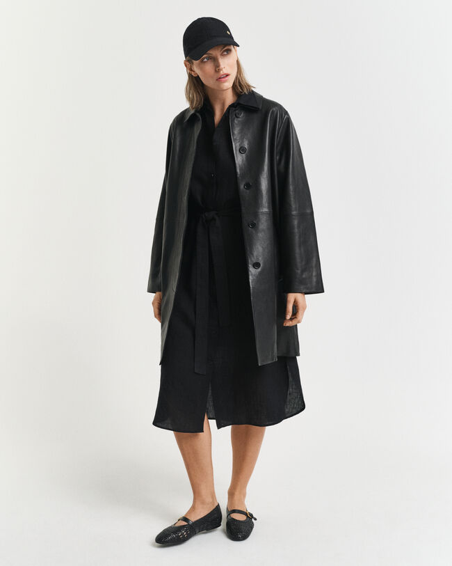 Kurz&auml;rmeliges Hemdblusenkleid aus Leinen