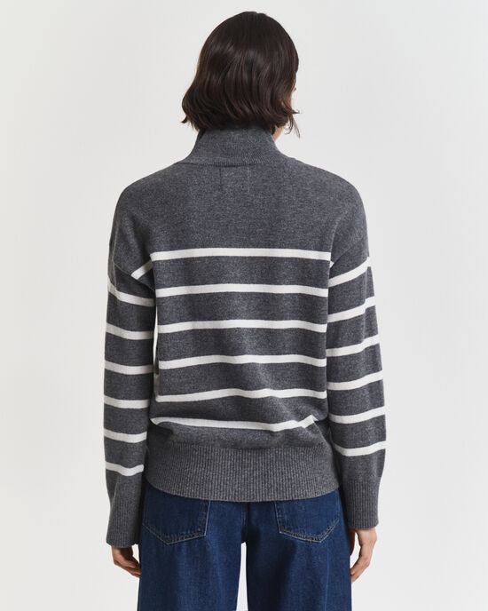 Gestreifter Rollkragenpullover aus Superfine Lambswool