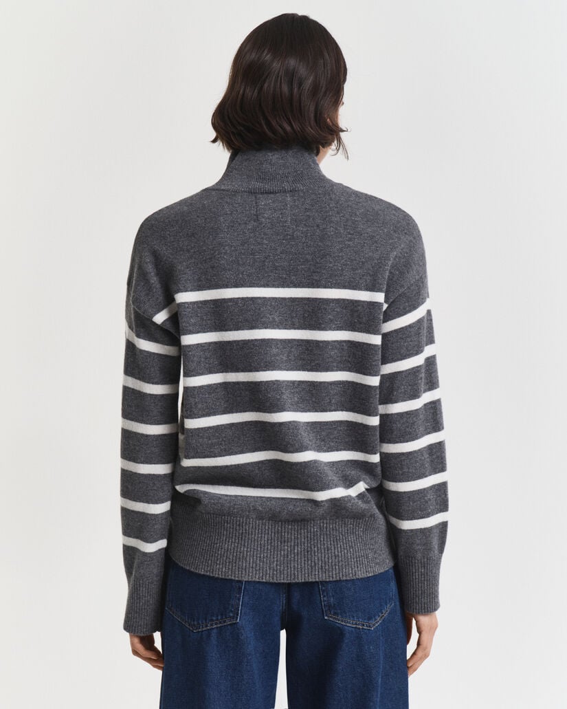 Gestreifter Rollkragenpullover aus Superfine Lambswool