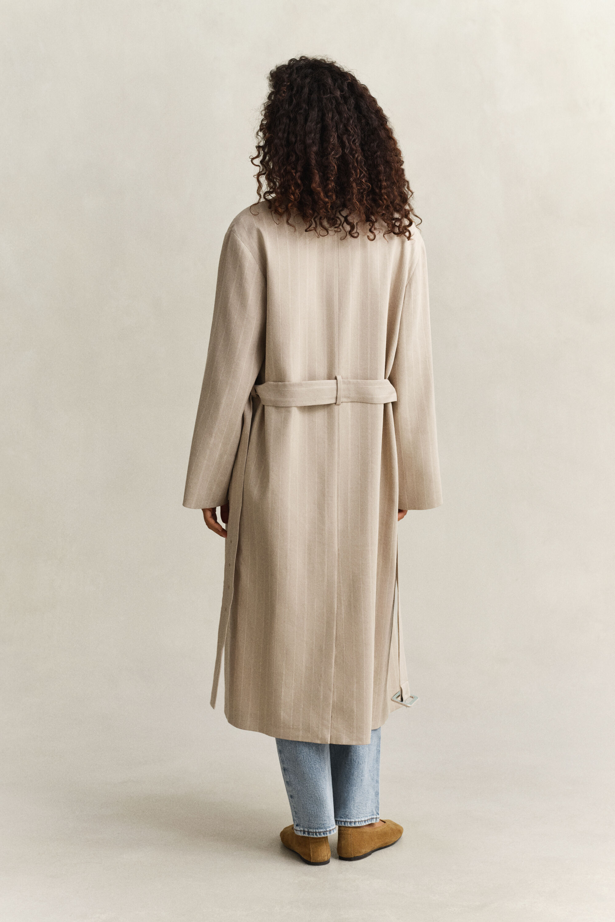 Manteau à rayures tennis en lin mélangé