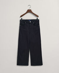 Verkürzte Color Jeans mit weitem Bein