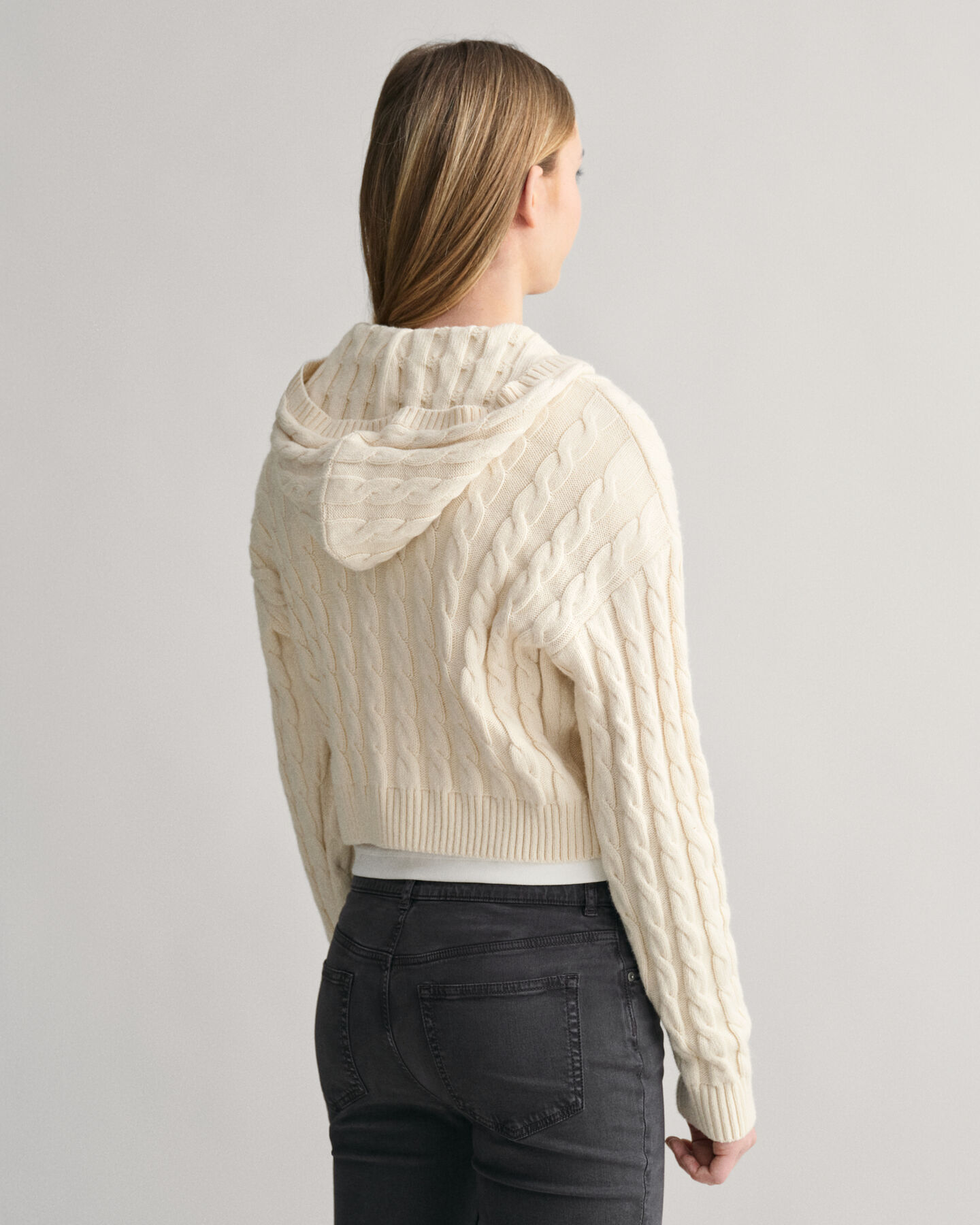 Teen Girls Verk&uuml;rzte Shield Sweatjacke mit Zopfstrickmuster