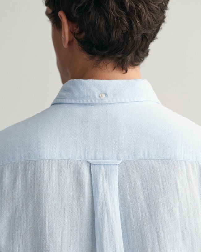 Regular Fit Baumwoll Leinen Kurzarmhemd mit Struktur