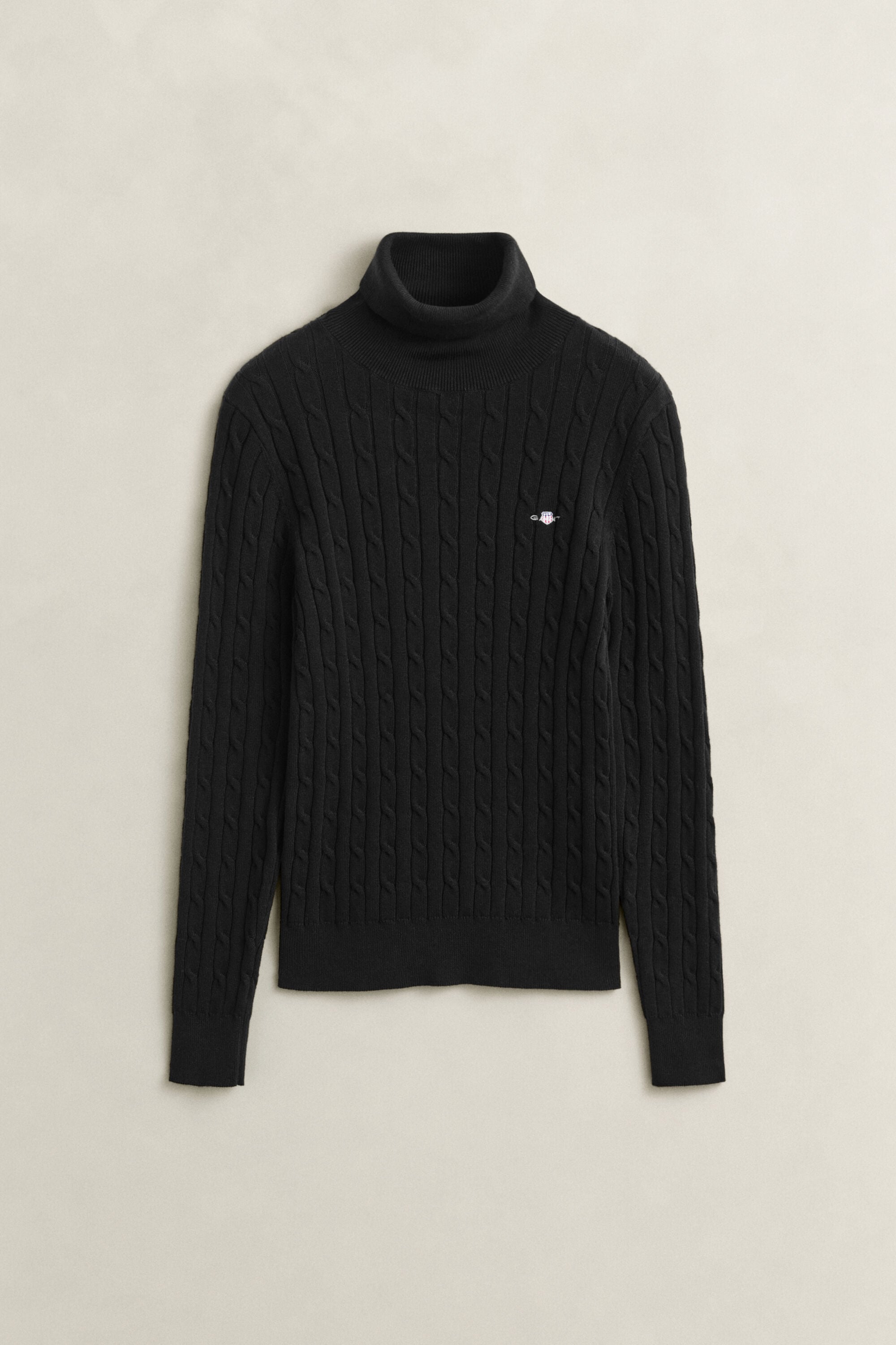 Zopfstrick Rollkragenpullover aus Stretch-Baumwolle