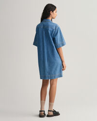 Kurzarm-Hemdblusenkleid aus Denim