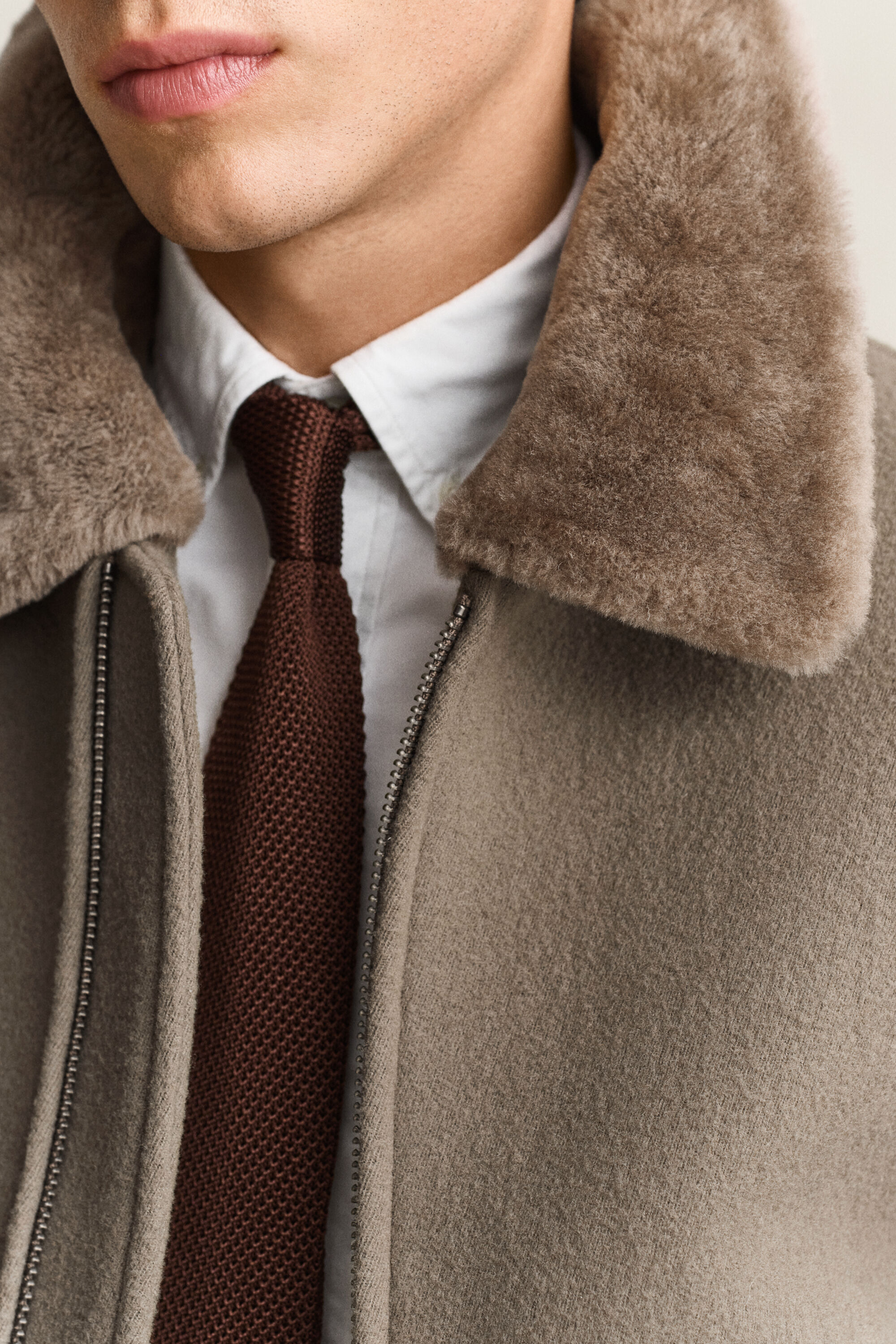Giacca Aviator in lana e shearling