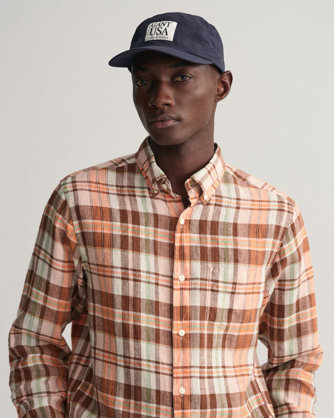 Regular Fit Madras Leinen Hemd