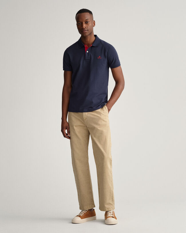 Piqu&eacute; Rugger Poloshirt mit Kontrastkragen