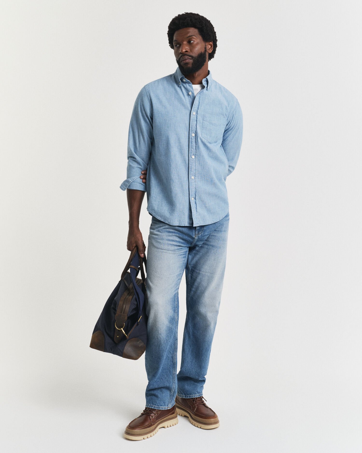 Regular Fit Indigo Chambray Hemd