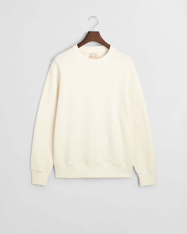 Waffle Textured Rundhals-Sweatshirt
