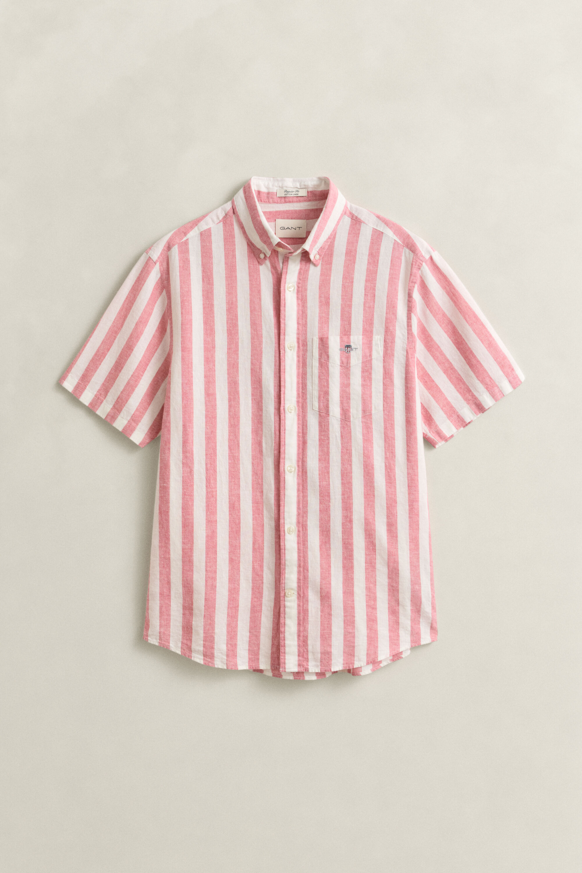Striped Linen Blend Short Sleeve Shirt