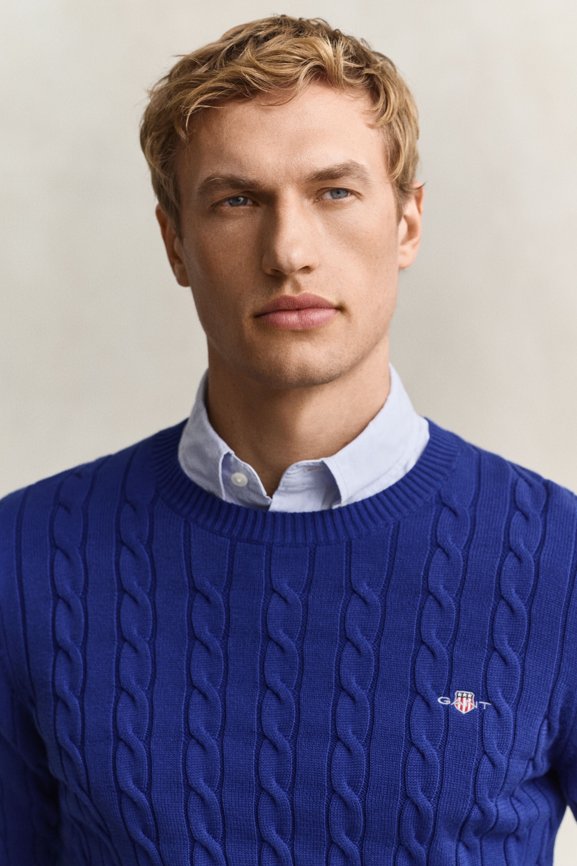 Pull col rond en maille de coton torsadée