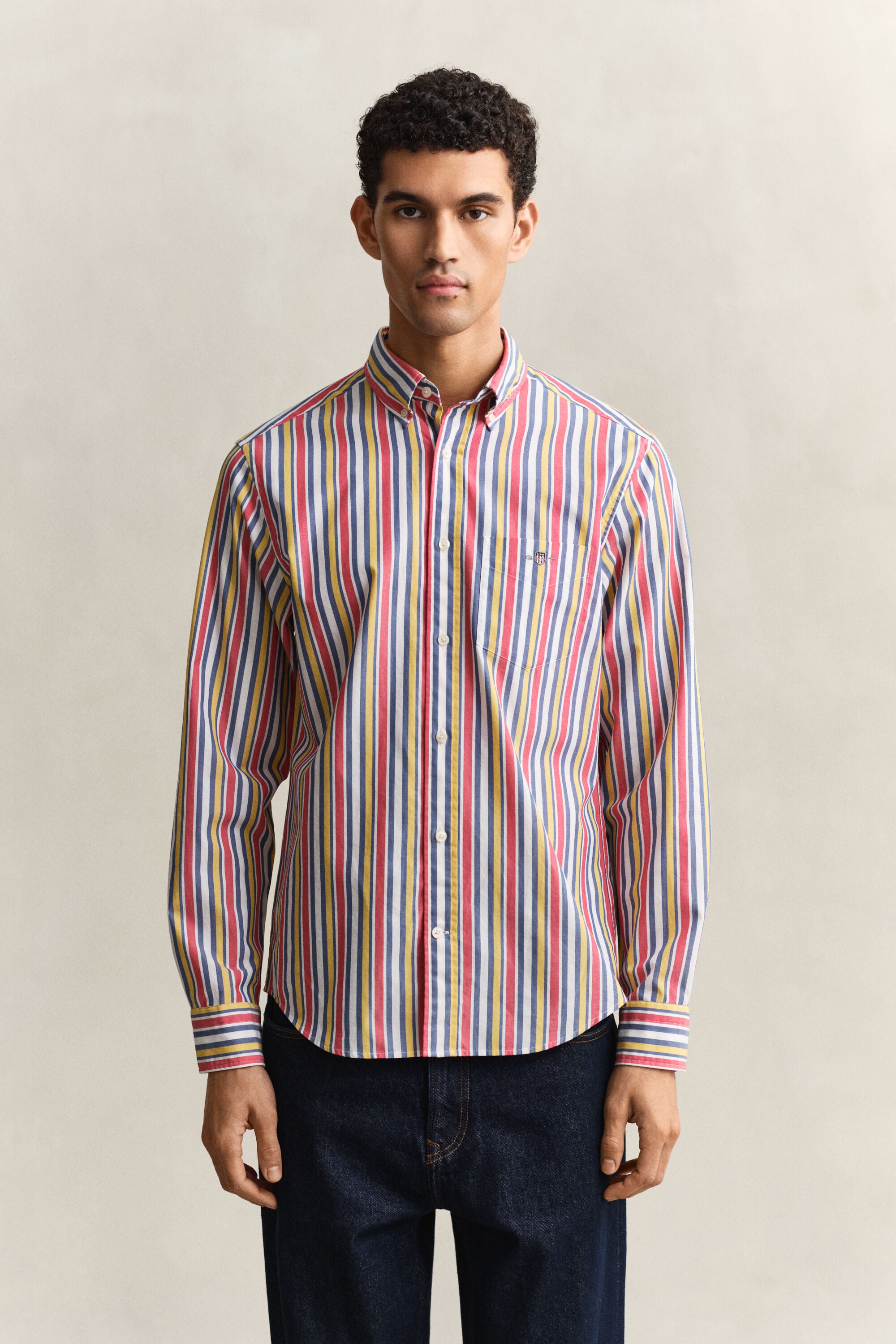 Chemise en popeline à rayures multicolores