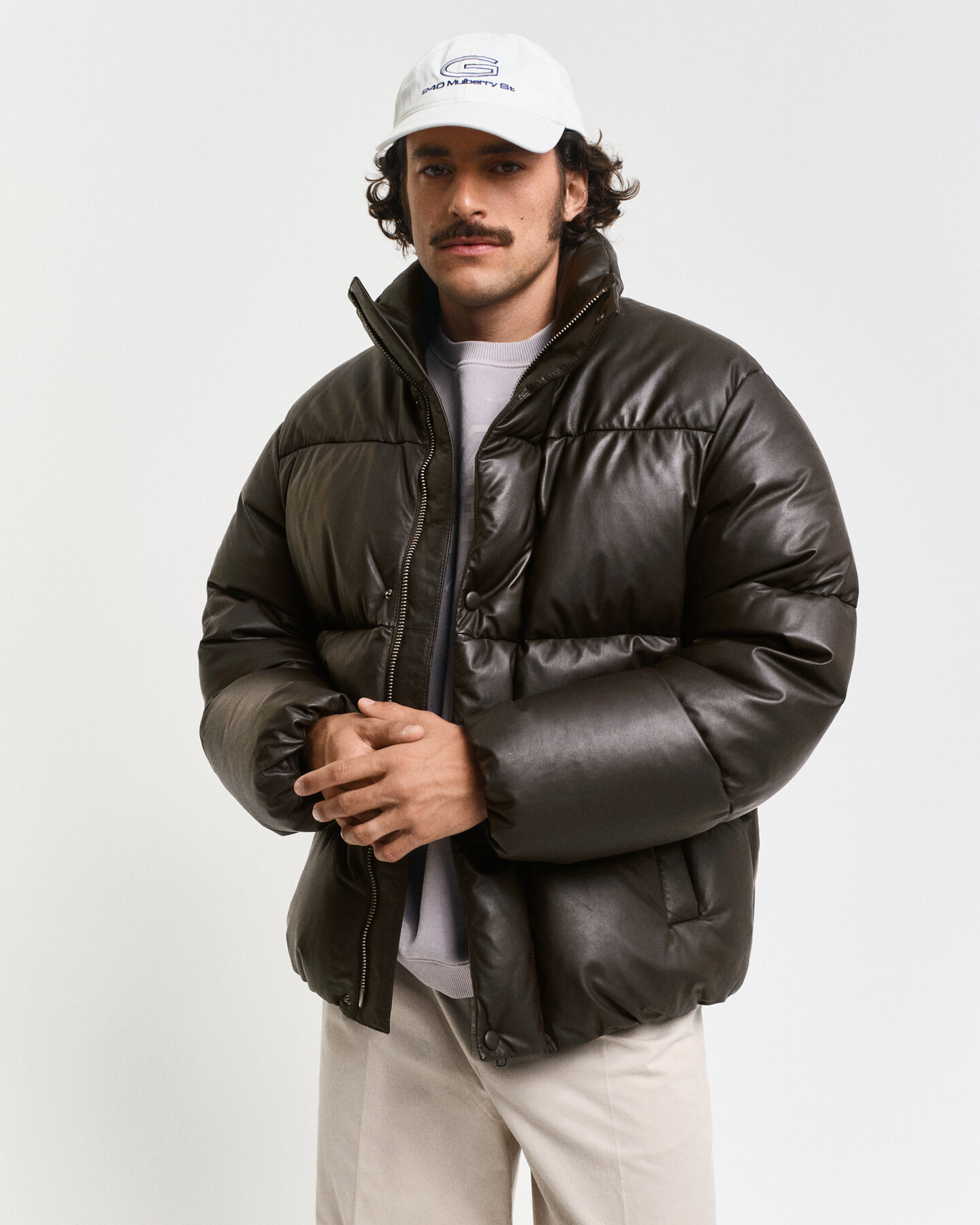 Puffer Jacke aus Leder mit Gänsedaunen