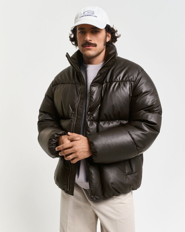 Puffer Jacke aus Leder mit Gänsedaunen