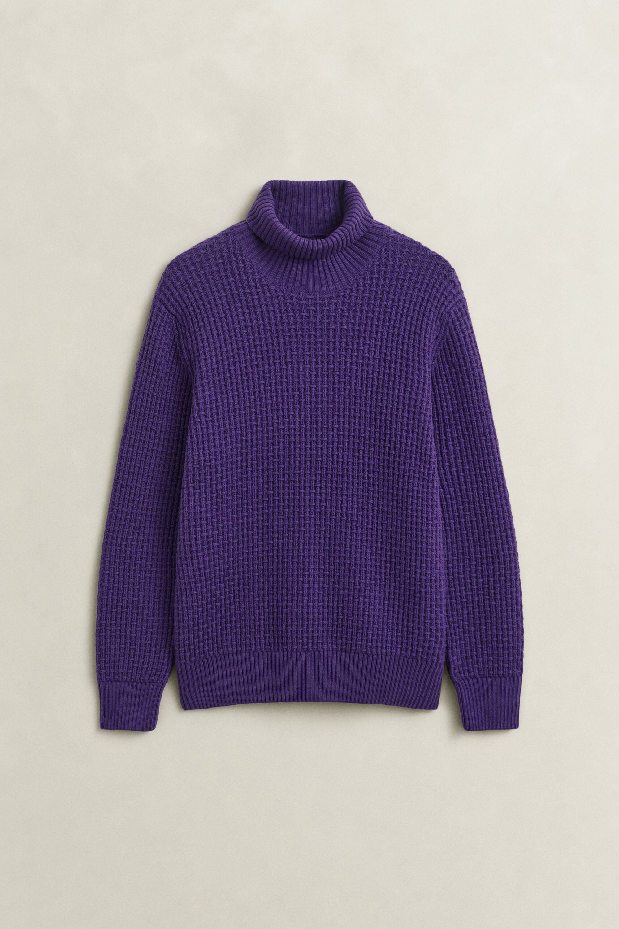 Strukturierter Rollkragenpullover aus Baumwolle und Wolle