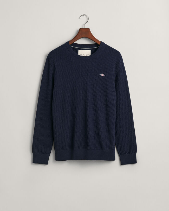 Strukturierter Rundhalspullover aus Baumwolle