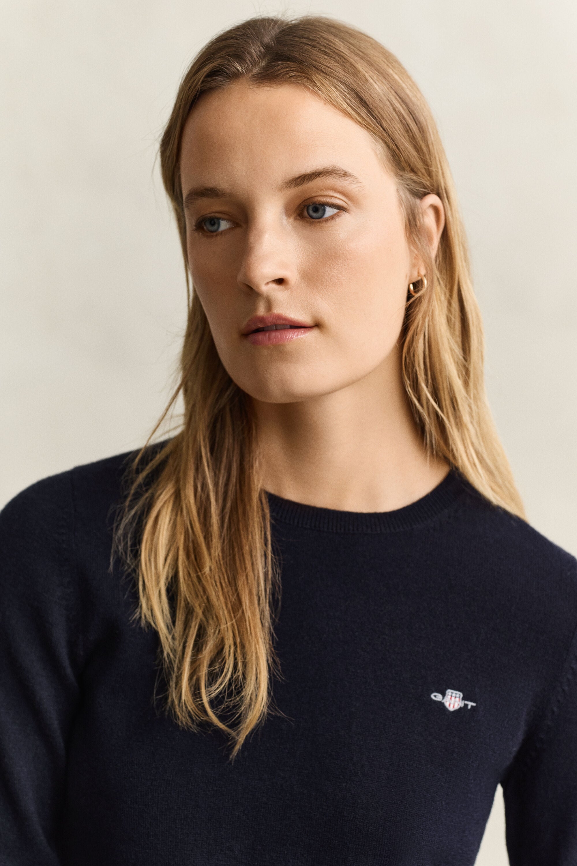Maglia girocollo in lana e cotone