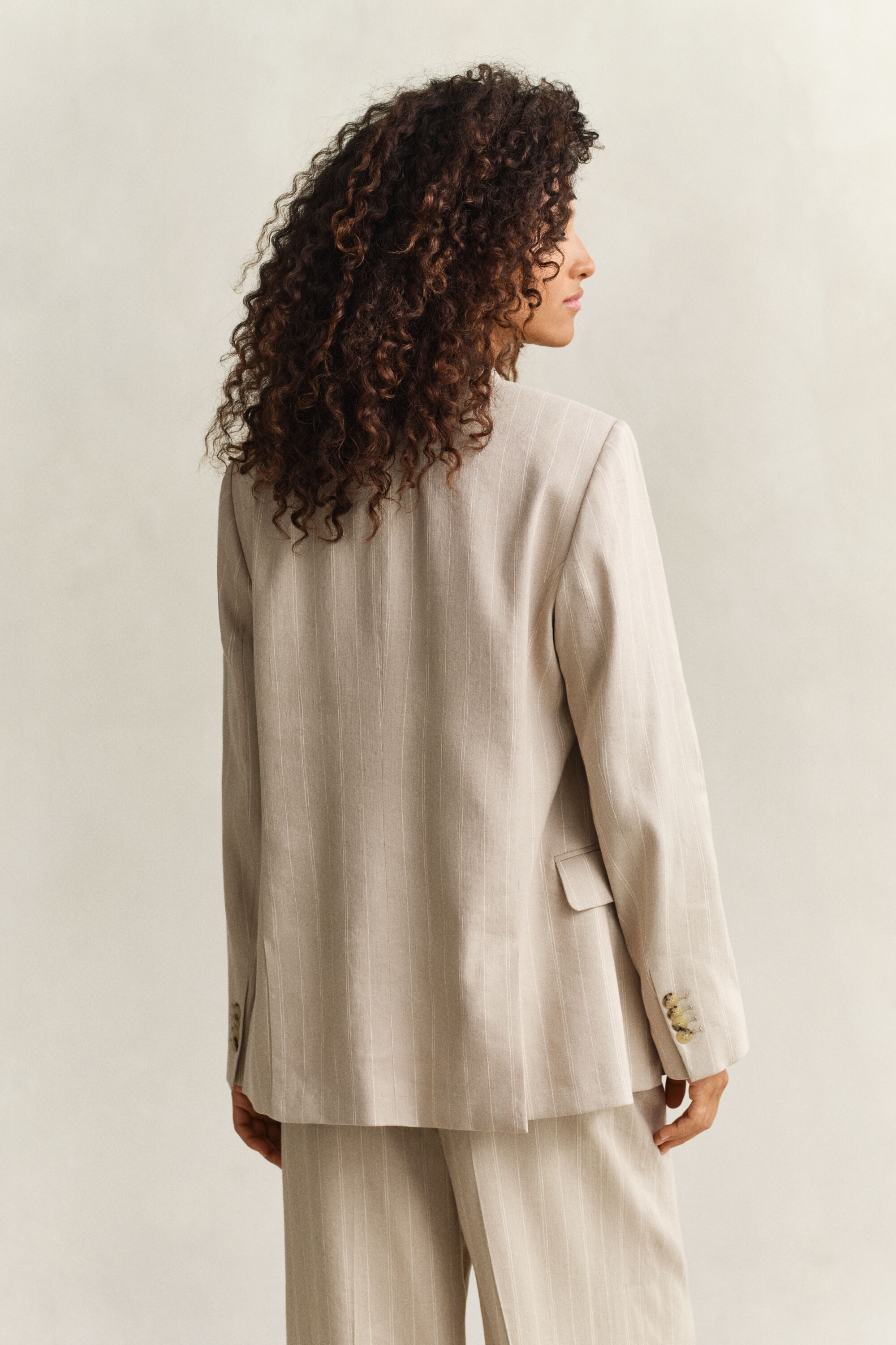 Pinstripe Blazer aus Leinenmix