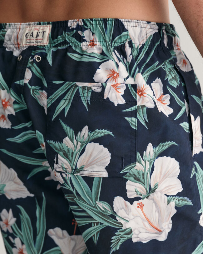 Badeshorts mit Oleander-Print