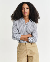 Regular Fit Leinenbluse mit Streifen