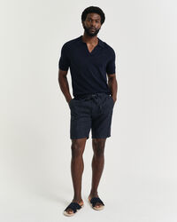 Regular Fit Pinstripe Leinen Shorts