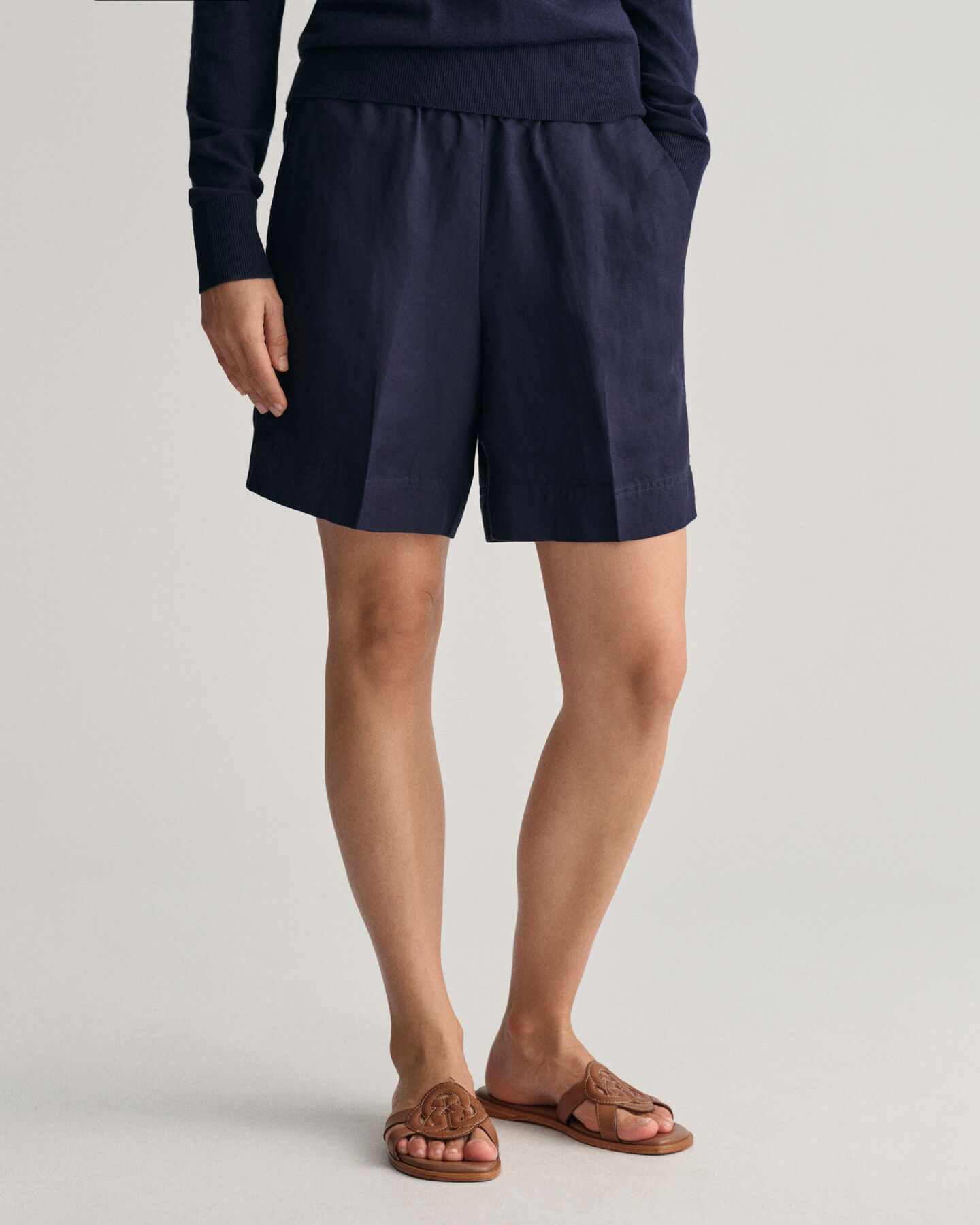Relaxed Fit Leinenmix Pull-On Shorts