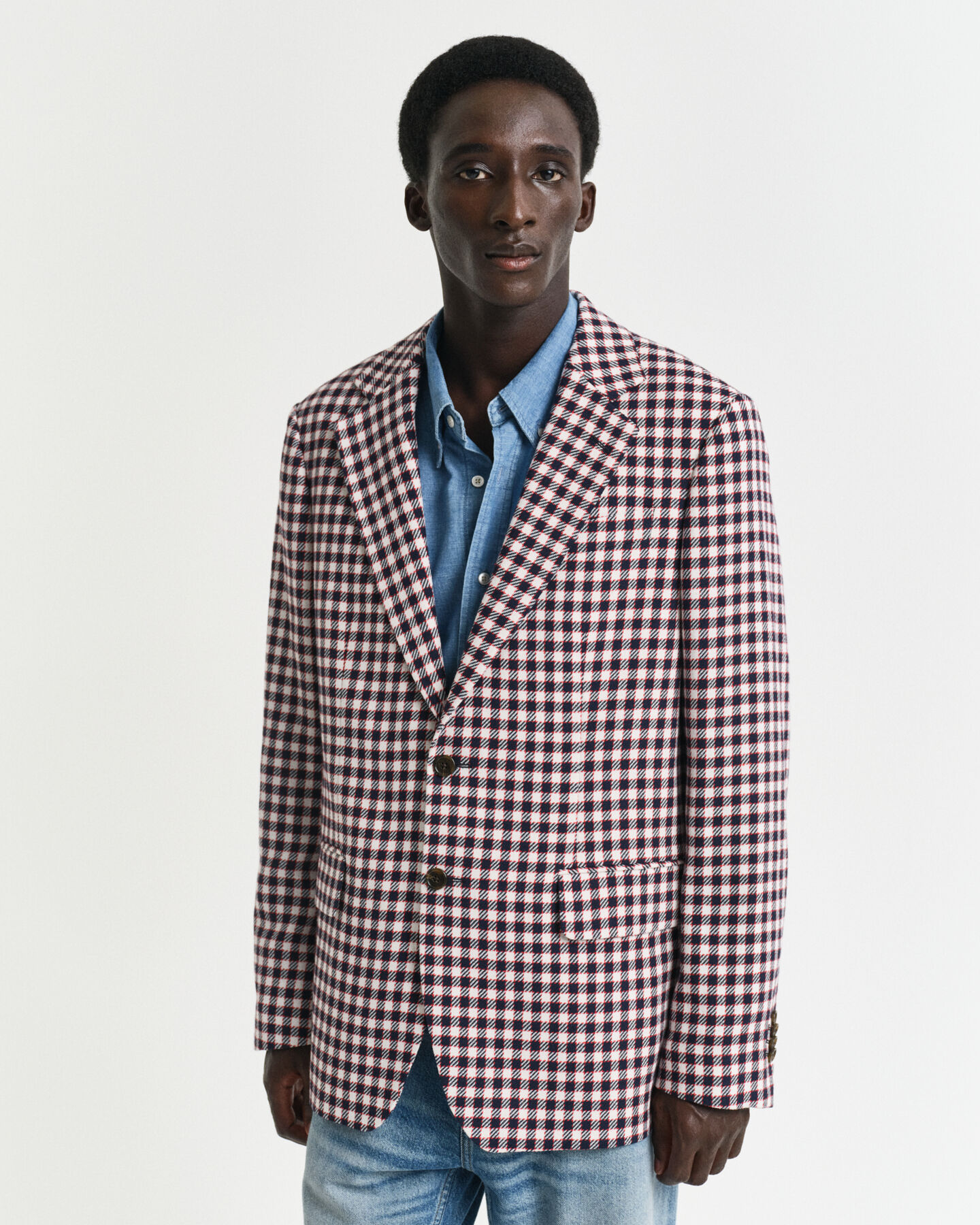 Regular Fit Sakko aus Baumwollmischung mit Karomuster