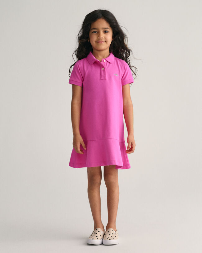 Girls Piqu&eacute; Flounce Kurzarmkleid