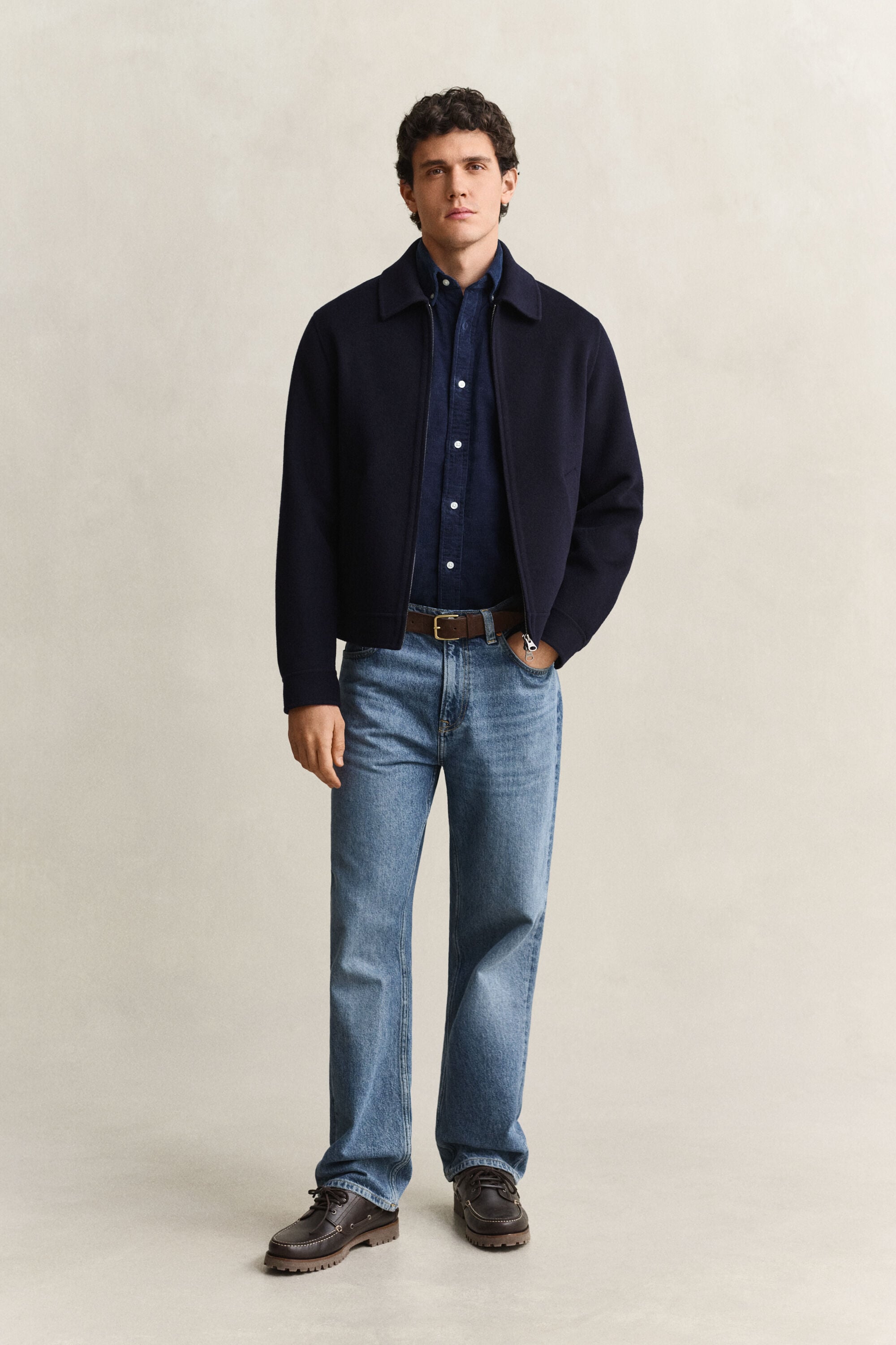 Chemise en velours côtelé indigo