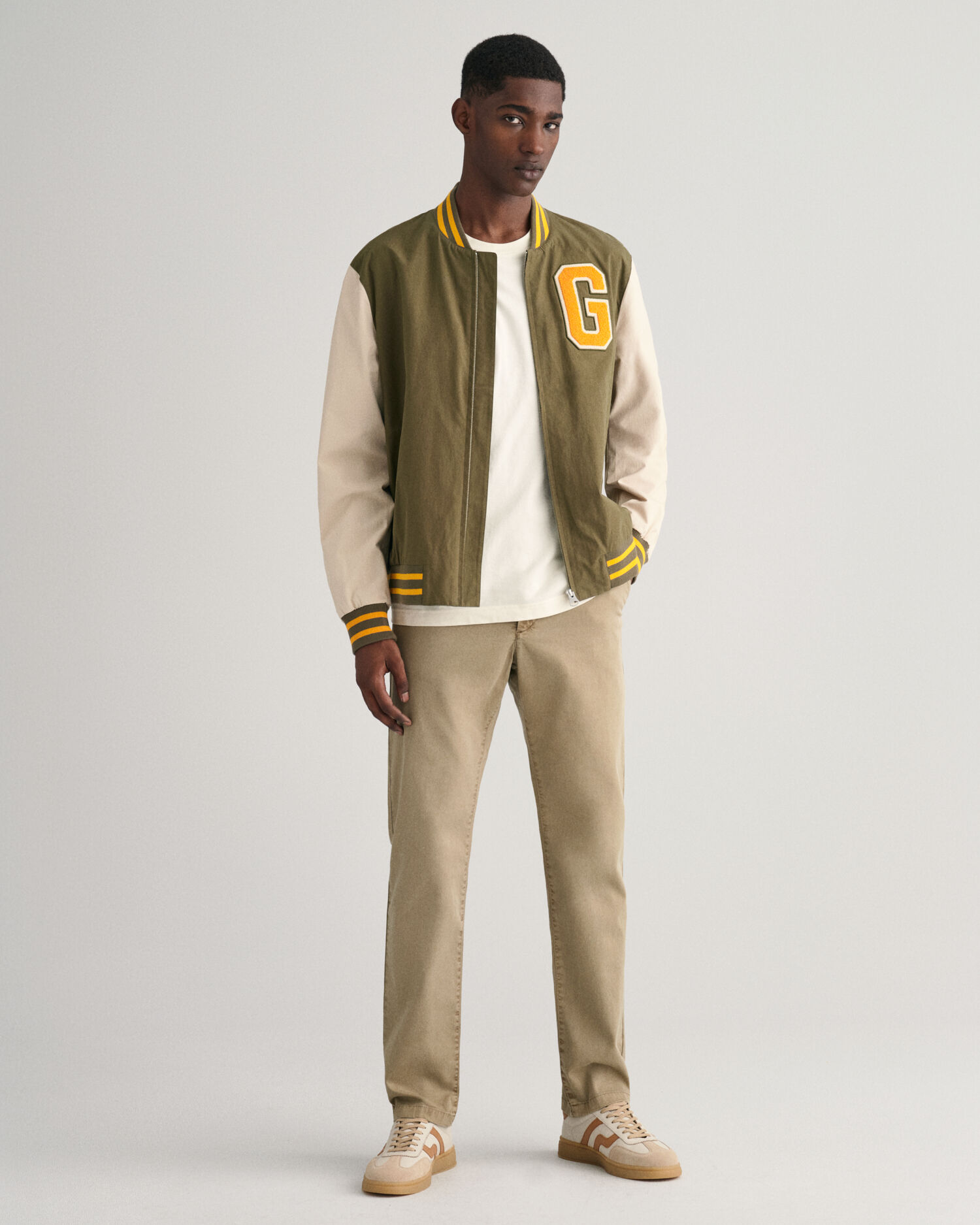 Slim Fit Dobby Chinohose mit Struktur