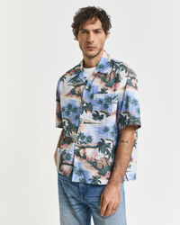 Relaxed Fit Resort Hemd mit Insel-Print