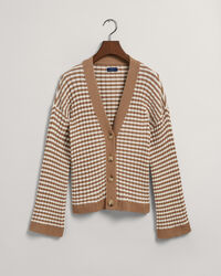 Gerippte V-Neck Strickjacke aus Baumwolle mit Streifen