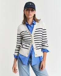 Baumwoll-Strickjacke mit Streifen