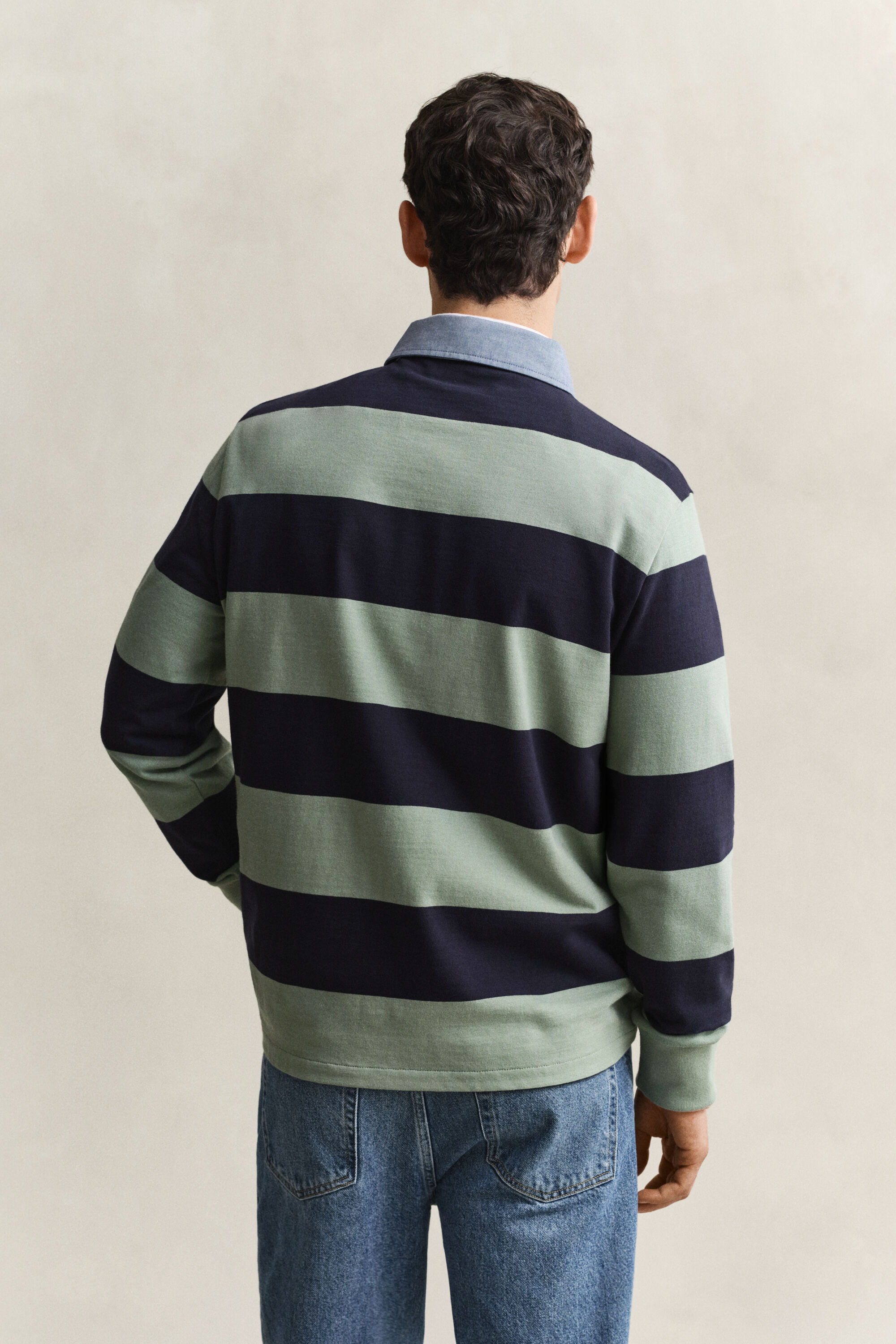 Chambray Collar Striped Heavy Rugger