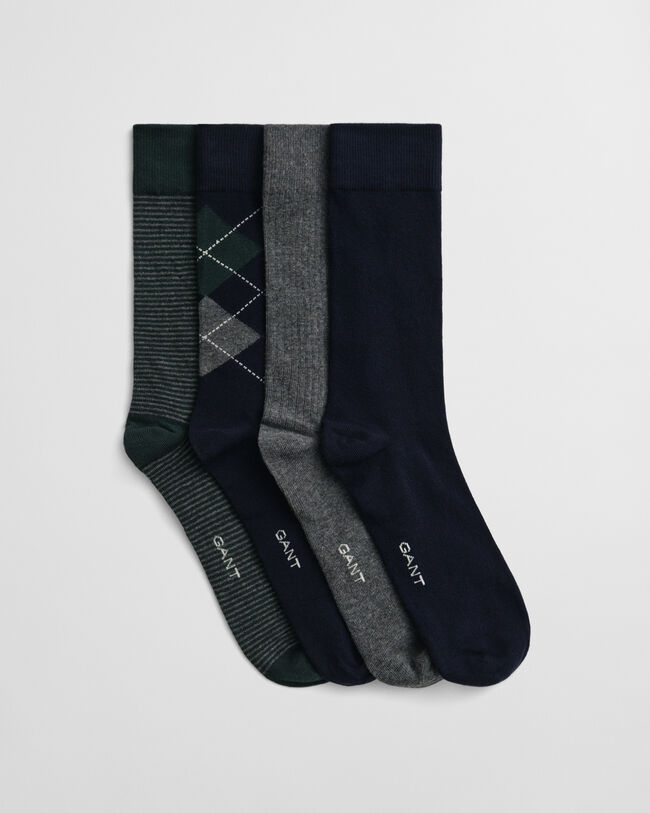 4er-Pack Socken Argyle & Streifen in Geschenkbox