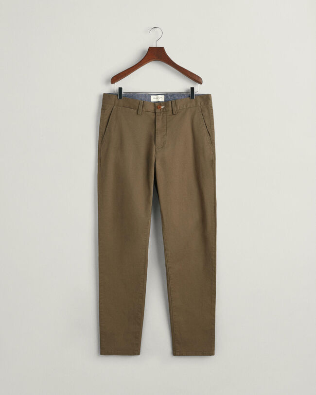 Schmal zulaufende Twill Chinohose