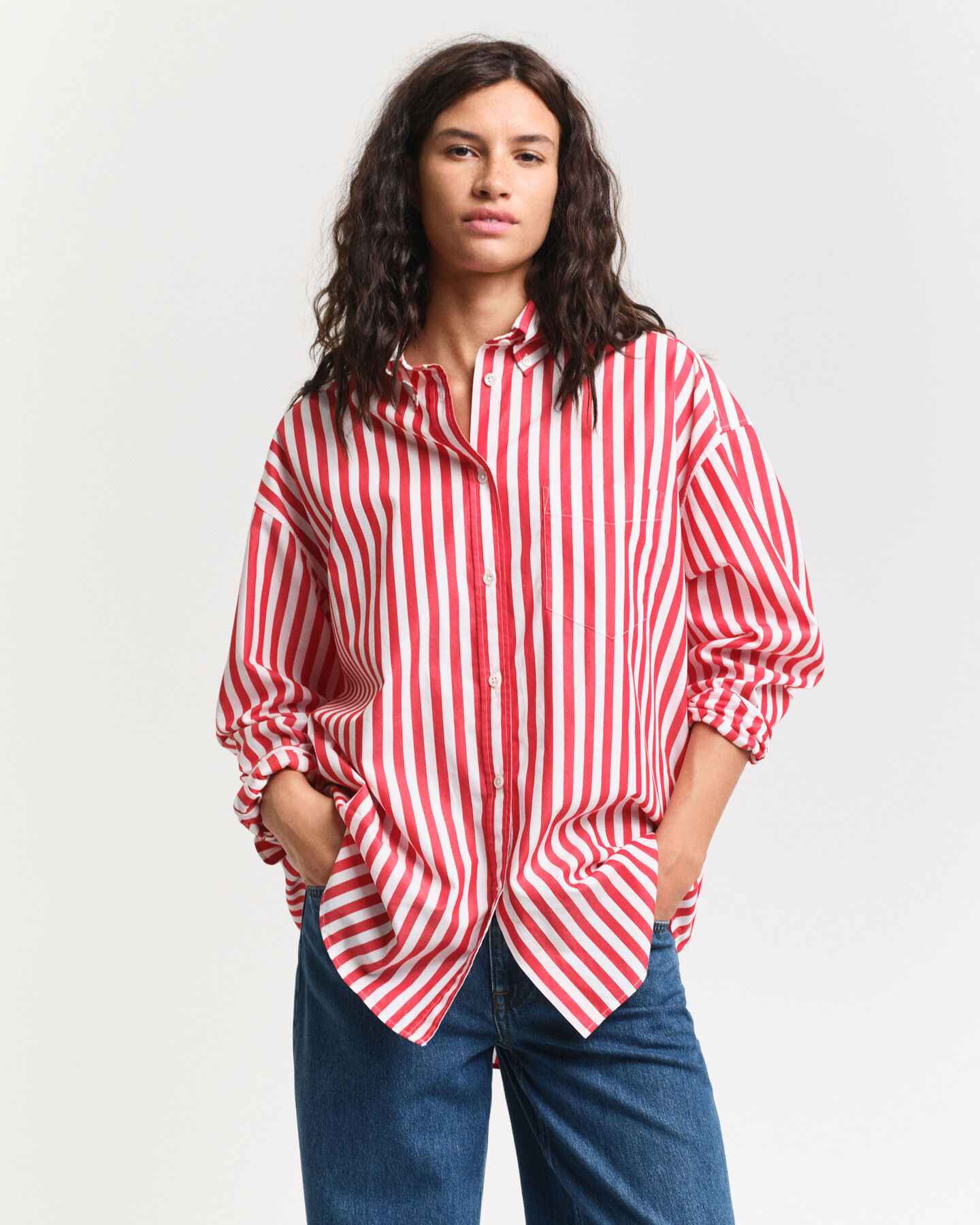 Oversized Classic Popeline Bluse mit Streifen