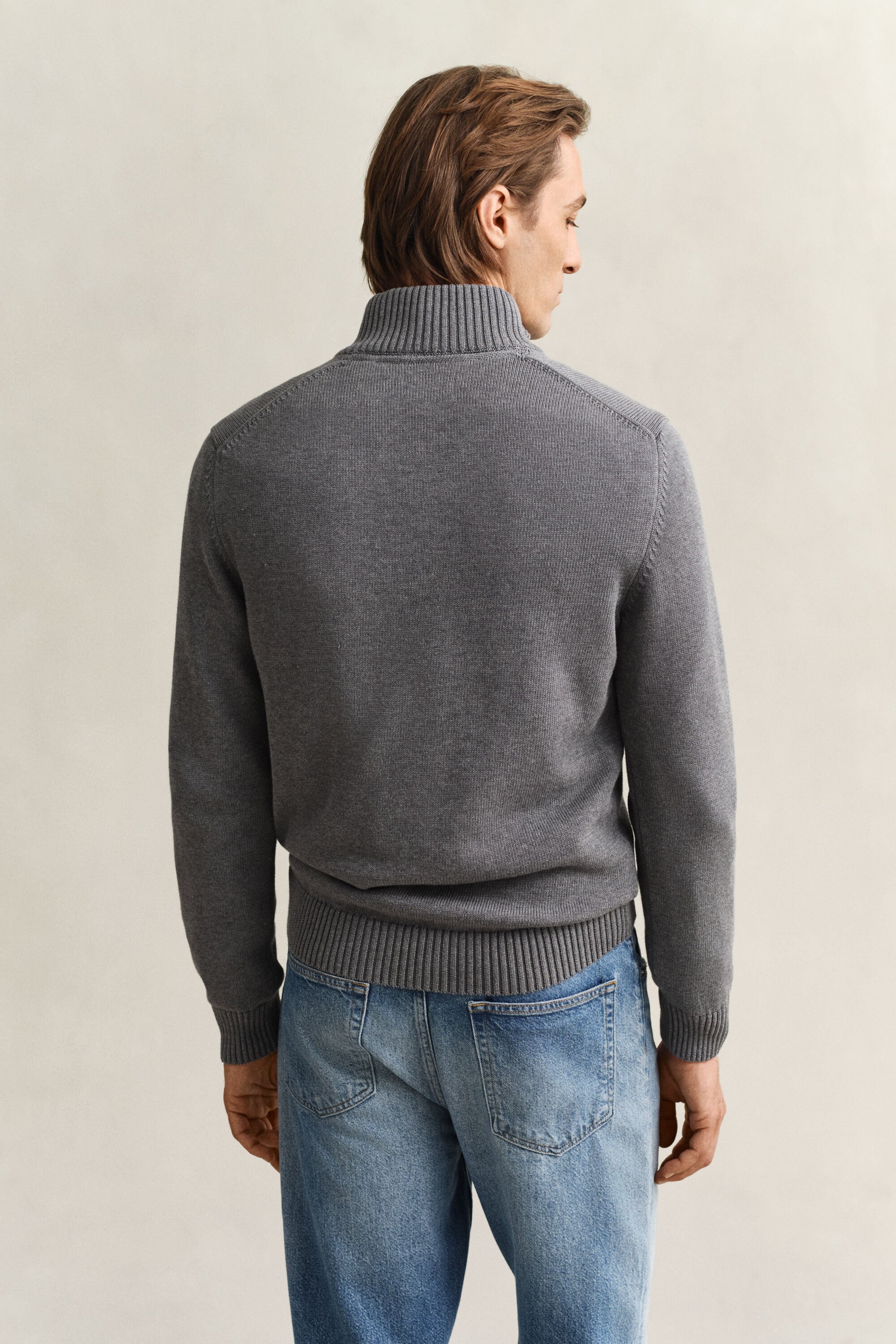 Maglia in cotone casual con zip corta